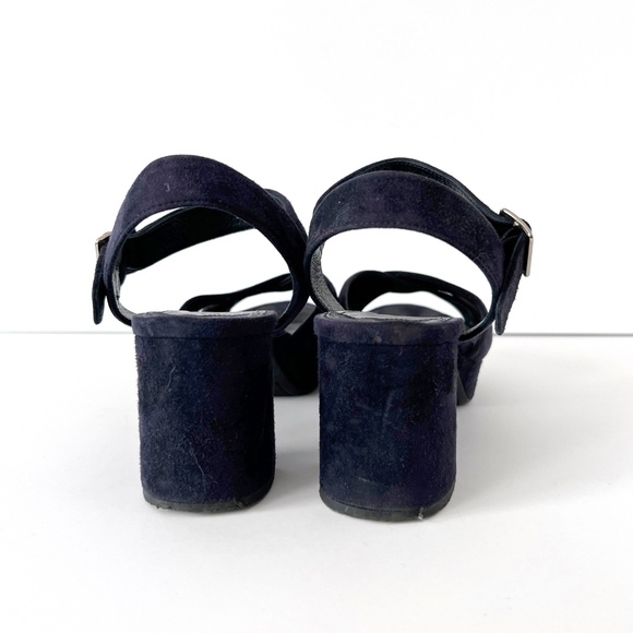 Prada Size 37.5 Women's Platform Ankle Strap Suede Sandals in Blue - Picture 5 of 10